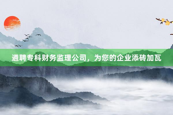 遴聘专科财务监理公司，为您的企业添砖加瓦
